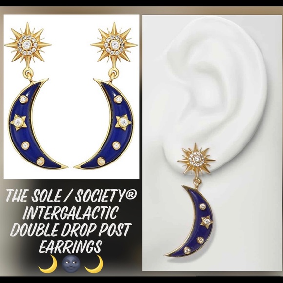 🆑THE SOLE / SOCIETY® INTERGALACTIC DOUBLE DROP POST EARRINGS - Picture 6 of 8